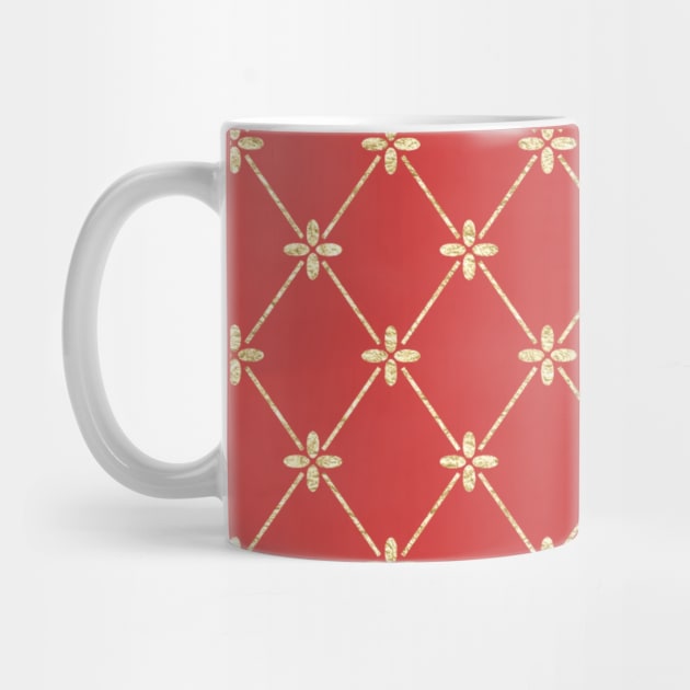 Gold Foil Floral Lattice - Red by Yirisoft
